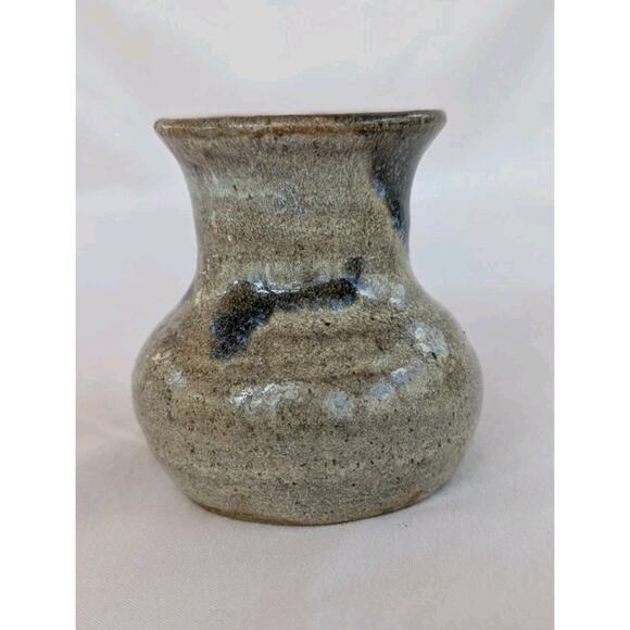Studio Pottery Mini Vase Blue Gray Glaze 3 Inches Tall Signed - Picture 4 of 9
